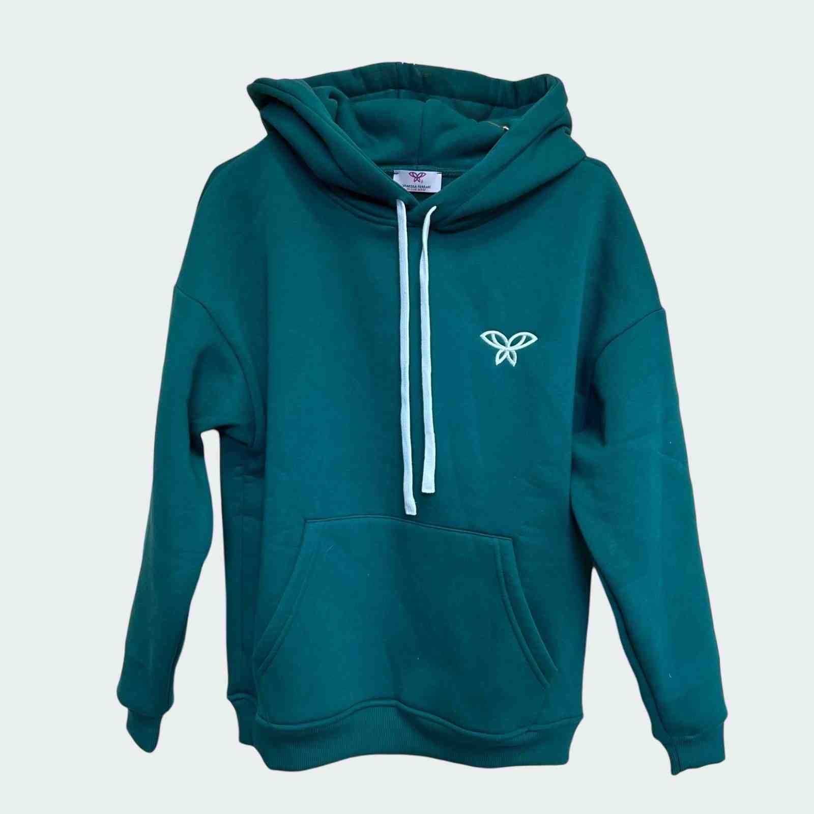 Felpa con cappuccio- Ricamo e coulisse abbinati