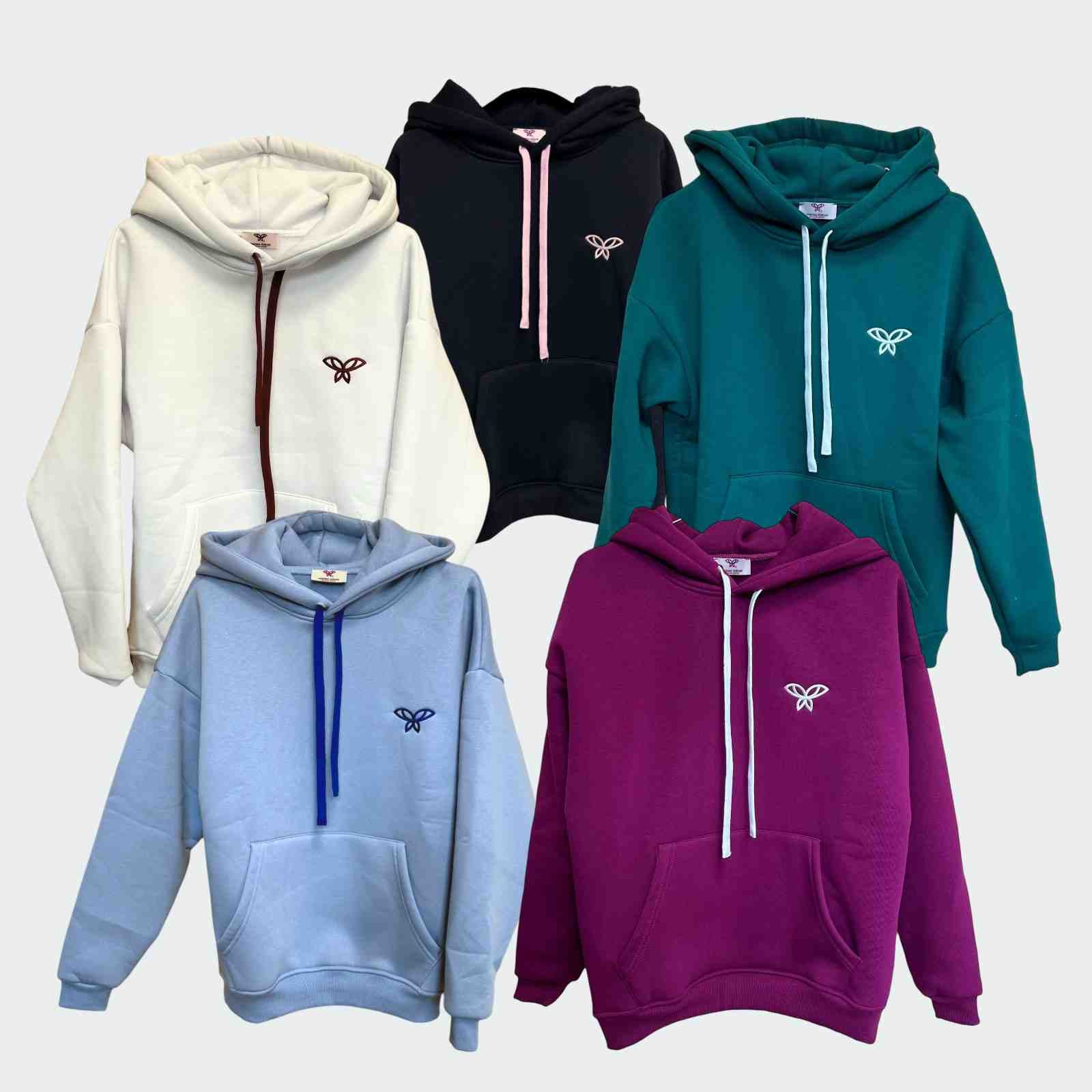 Felpa con cappuccio- Ricamo e coulisse abbinati